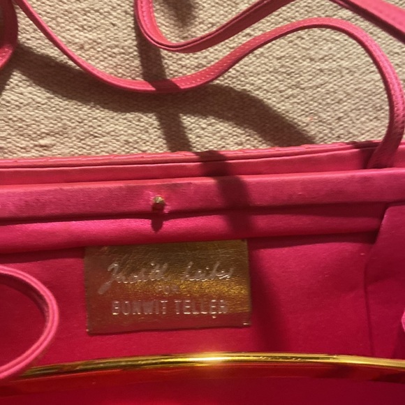 VINTAGE JUDITH LEIBER for Bonwit Teller rose pink satin shoulder bag - Picture 4 of 6